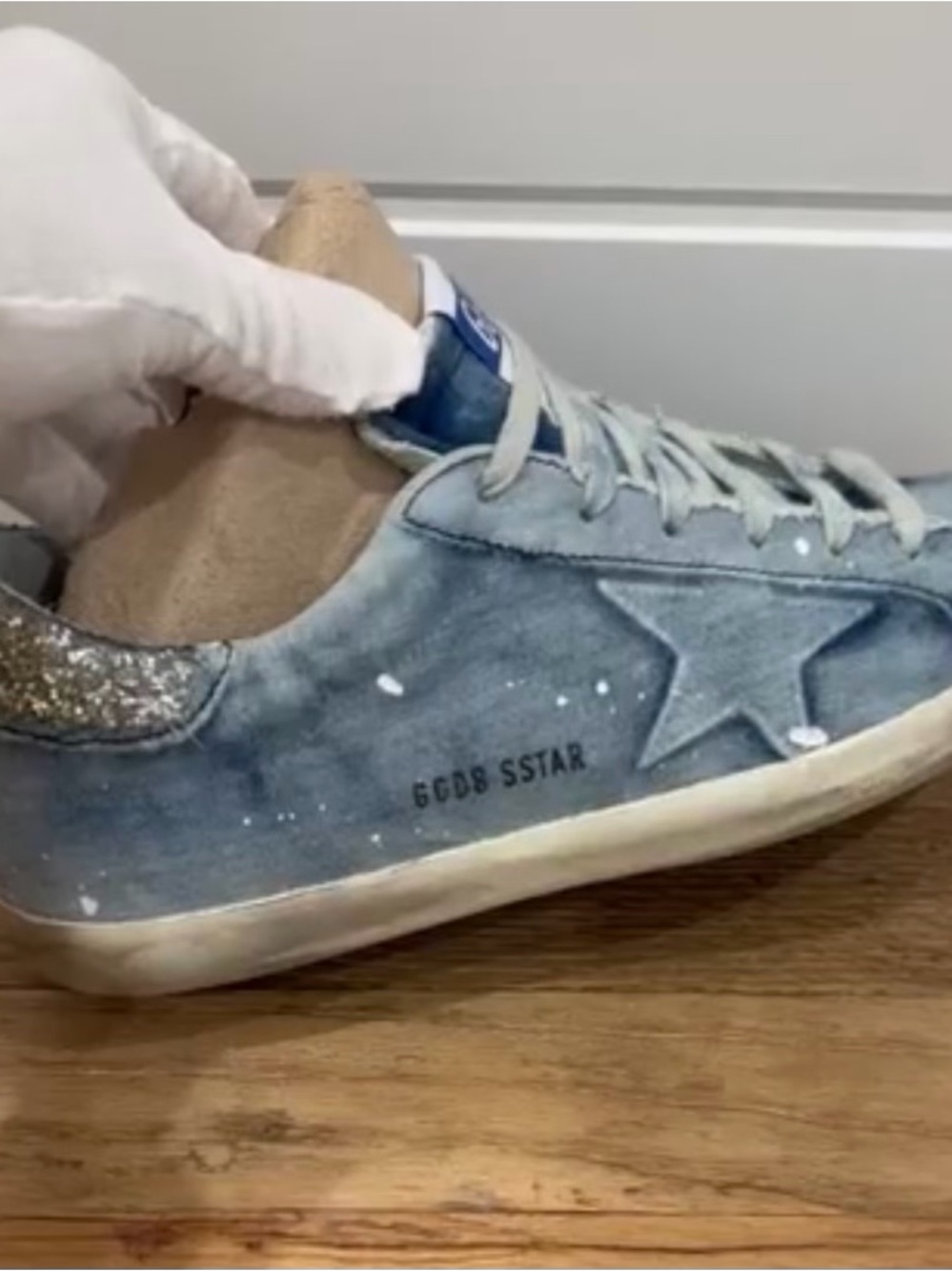 Golden Goose Denim Glitter Superstar Sneakers 40